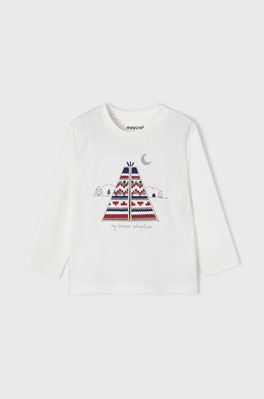 Mayoral longsleeve din bumbac pentru copii culoarea alb, cu imprimeu
