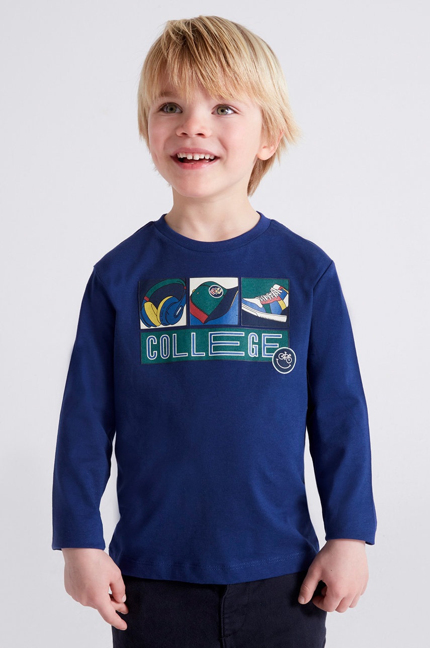 

Детска блуза с дълги ръкави Mayoral с принт, Син