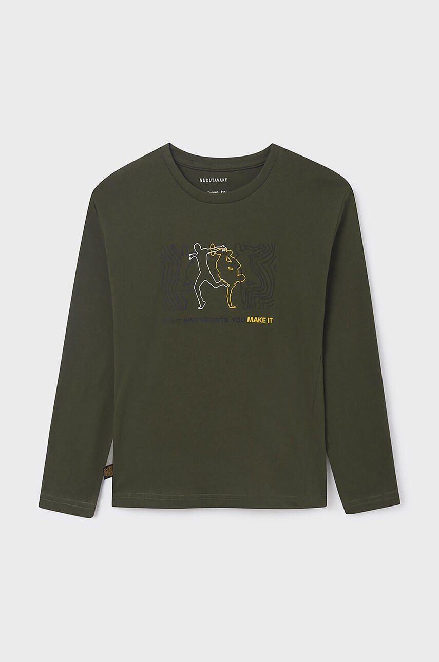 Mayoral longsleeve din bumbac pentru copii culoarea verde, cu imprimeu