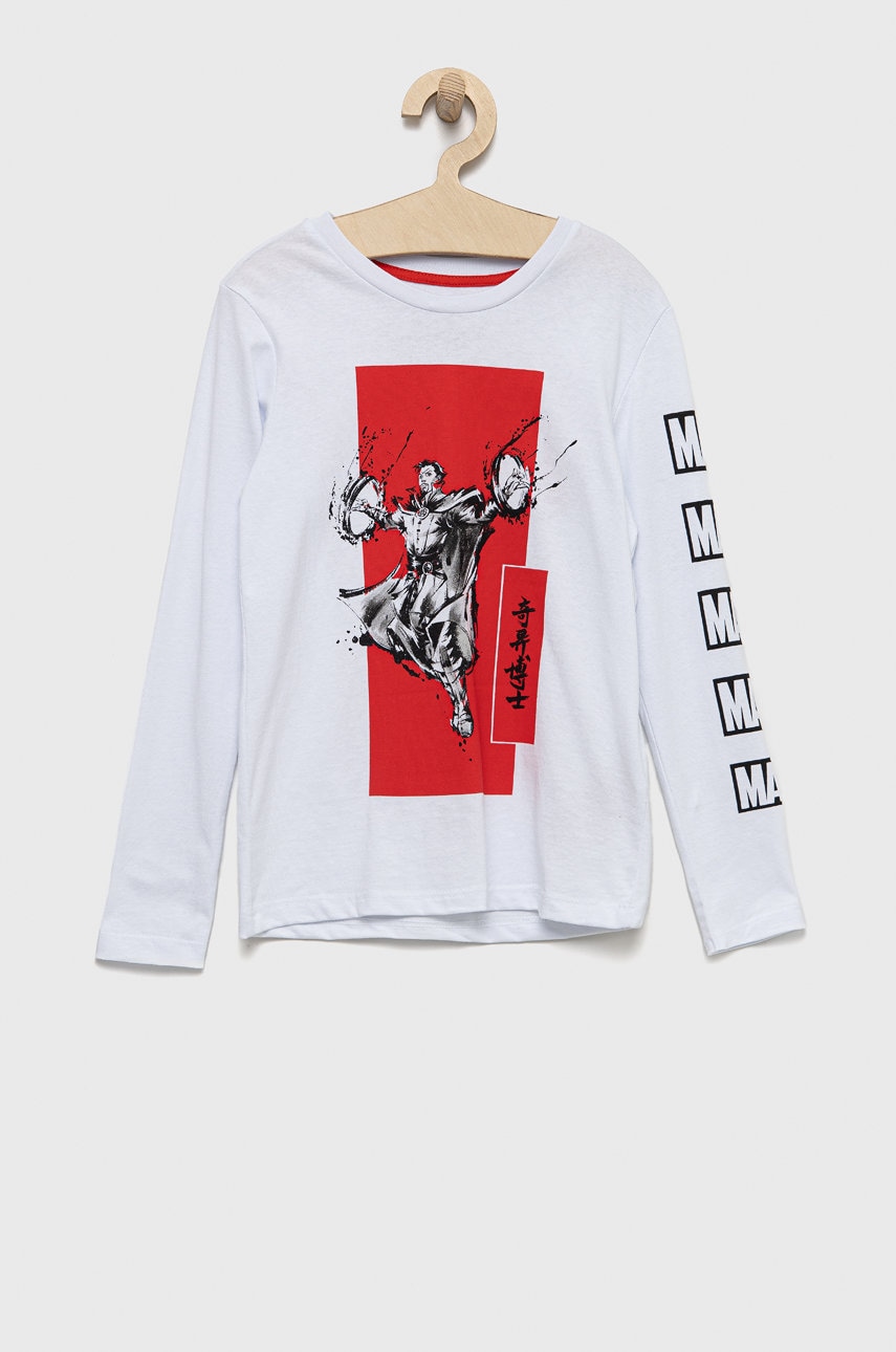 Хлопковый детский лонгслив Jack & Jones цвет белый с принтом Хлопковый детский лонгслив Jack & Jones цвет белый с принтом