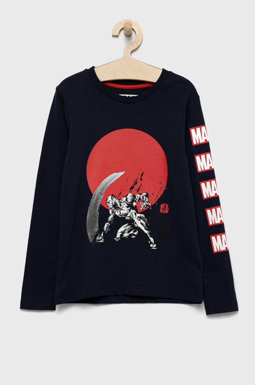 

Детска блуза с дълги ръкави Jack & Jones в тъмносиньо с принт, Тъмносин