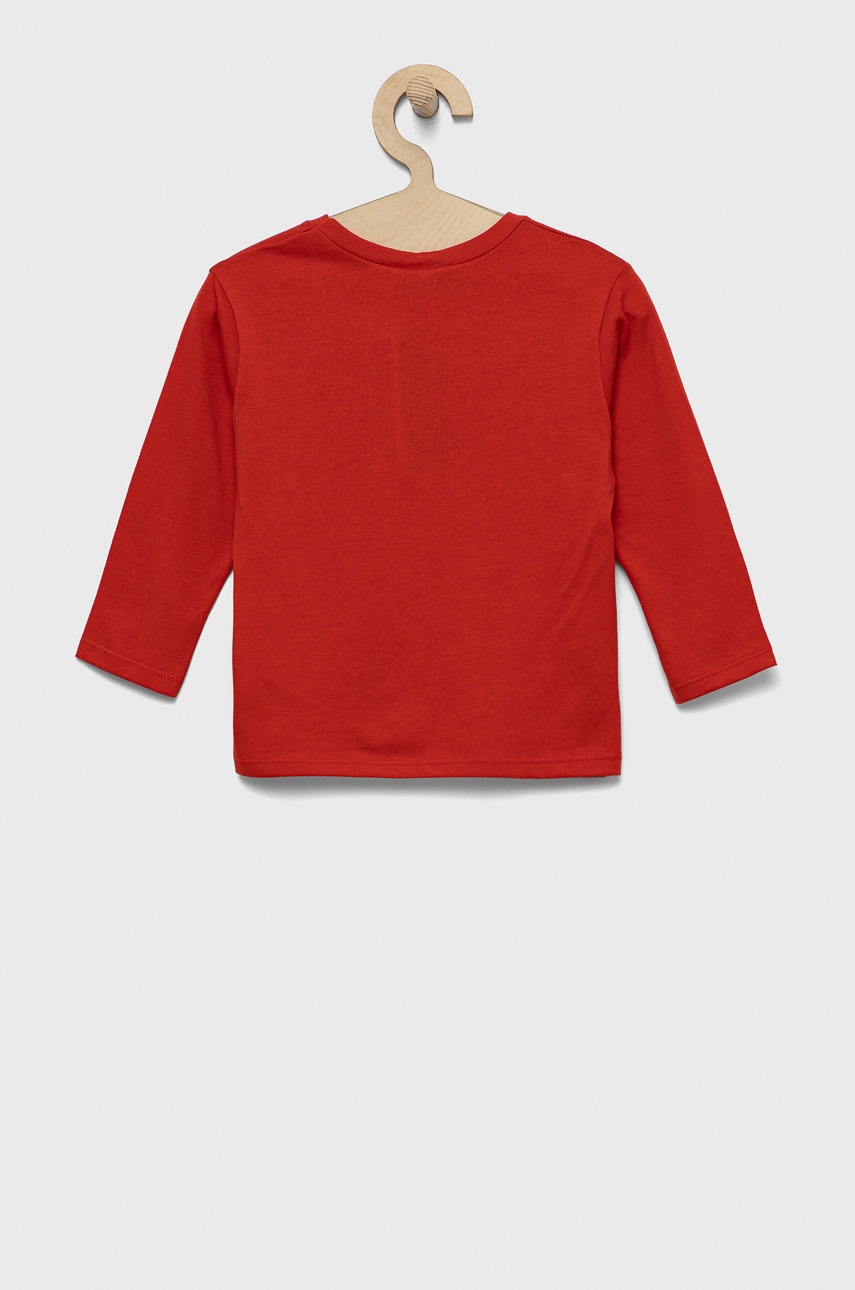 

Хлопковый детский лонгслив United Colors of Benetton цвет красный с принтом