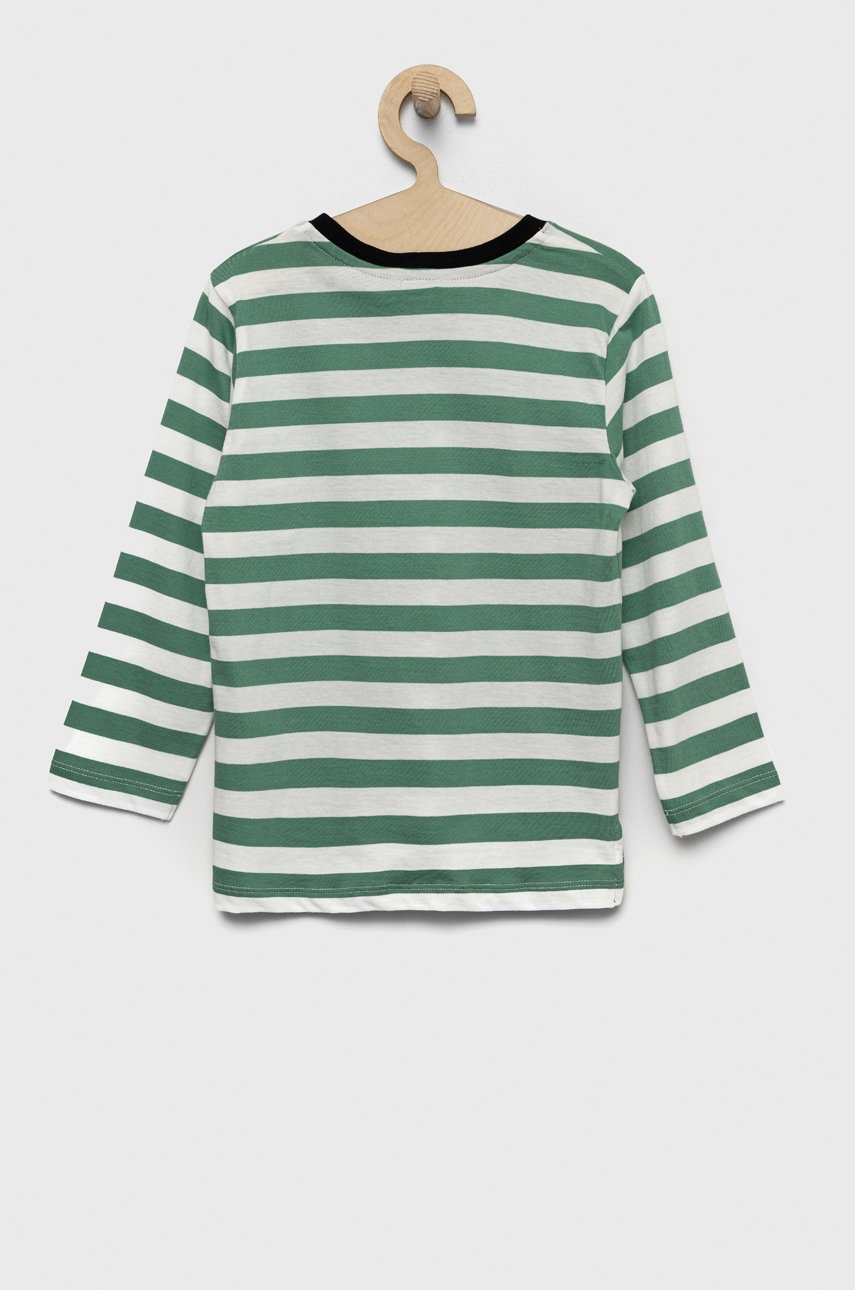 

Хлопковый детский лонгслив United Colors of Benetton цвет зелёный узорный