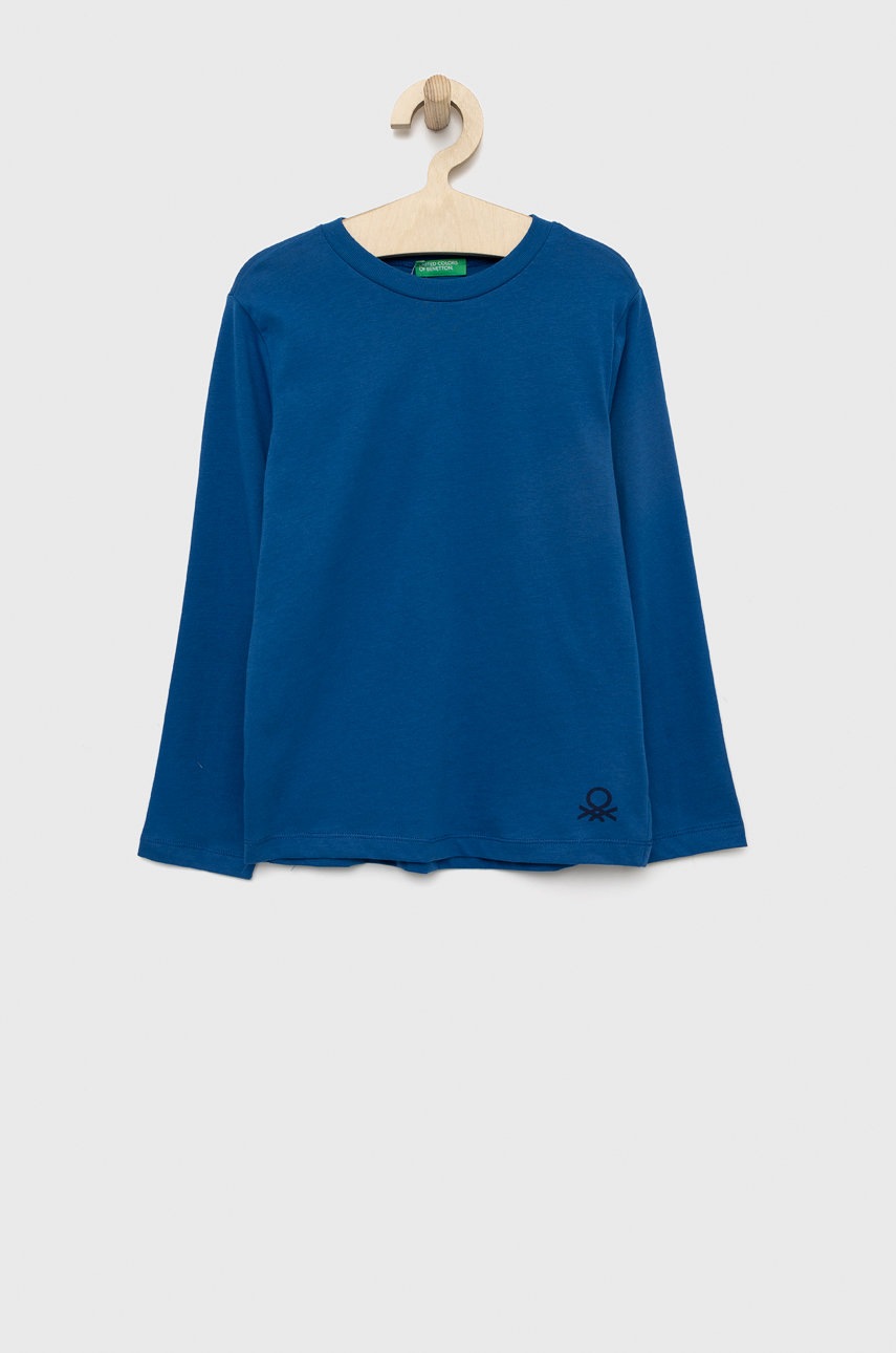 

Дитячий бавовняний лонгслів United Colors of Benetton однотонний