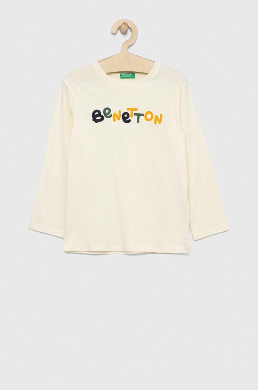 

Детска блуза с дълги ръкави United Colors of Benetton в бежово с десен, Бежов