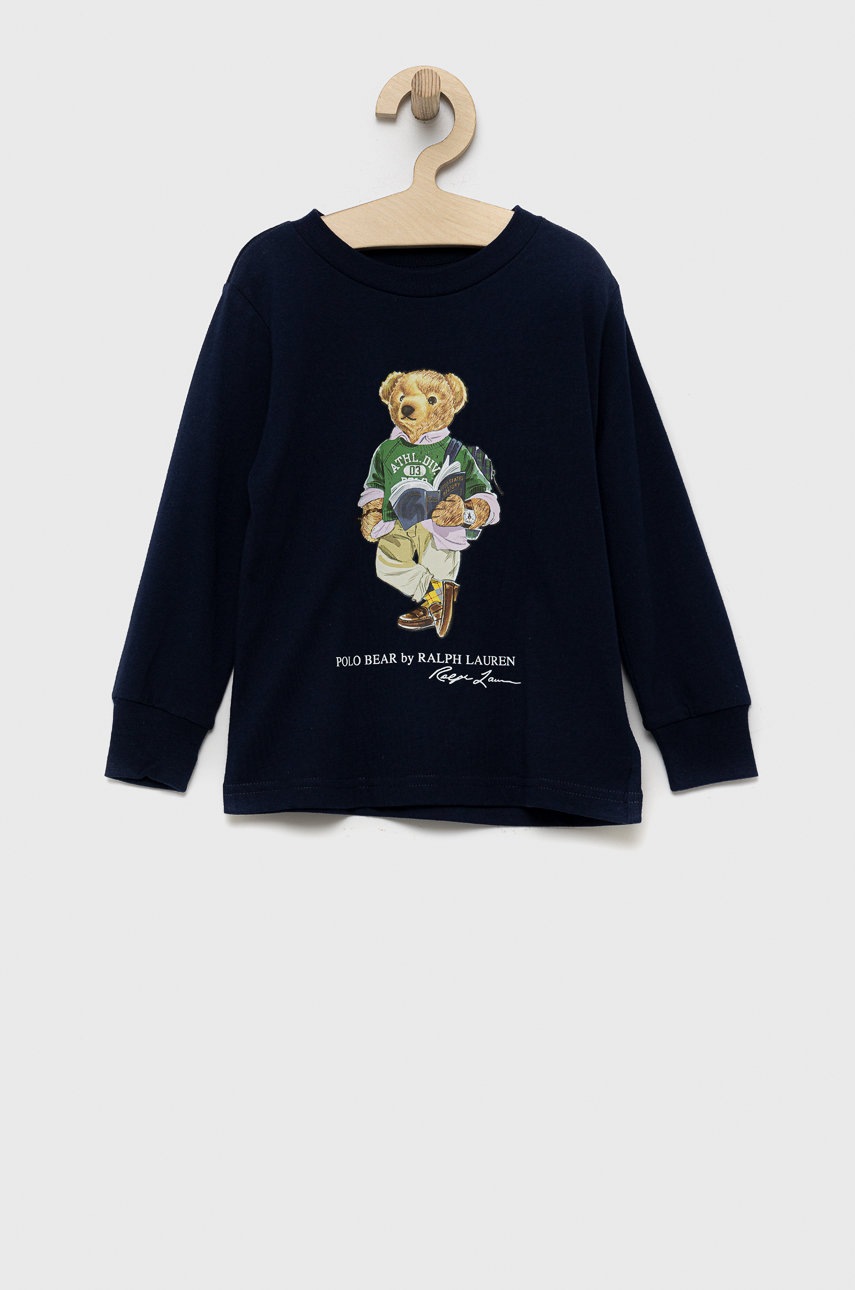 

Детска блуза с дълги ръкави Polo Ralph Lauren в тъмносиньо с принт, Тъмносин