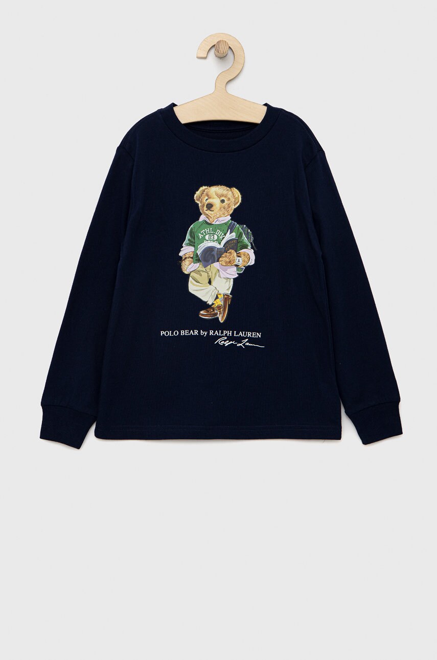 

Памучна блуза с дълги ръкави Polo Ralph Lauren в тъмносиньо с принт, Тъмносин
