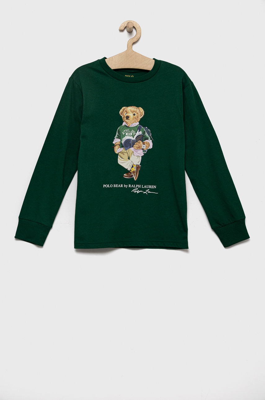 

Детска блуза с дълги ръкави Polo Ralph Lauren в зелено с принт, Зелен