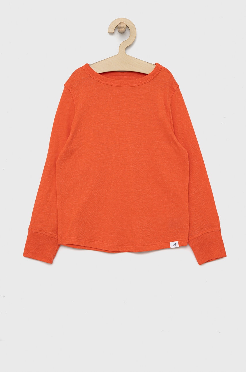 Gap longsleeve copii culoarea portocaliu, melanj