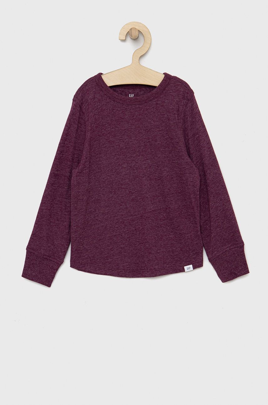 Dětské tričko s dlouhým rukávem GAP fialová barva - fialová -  60% Bavlna