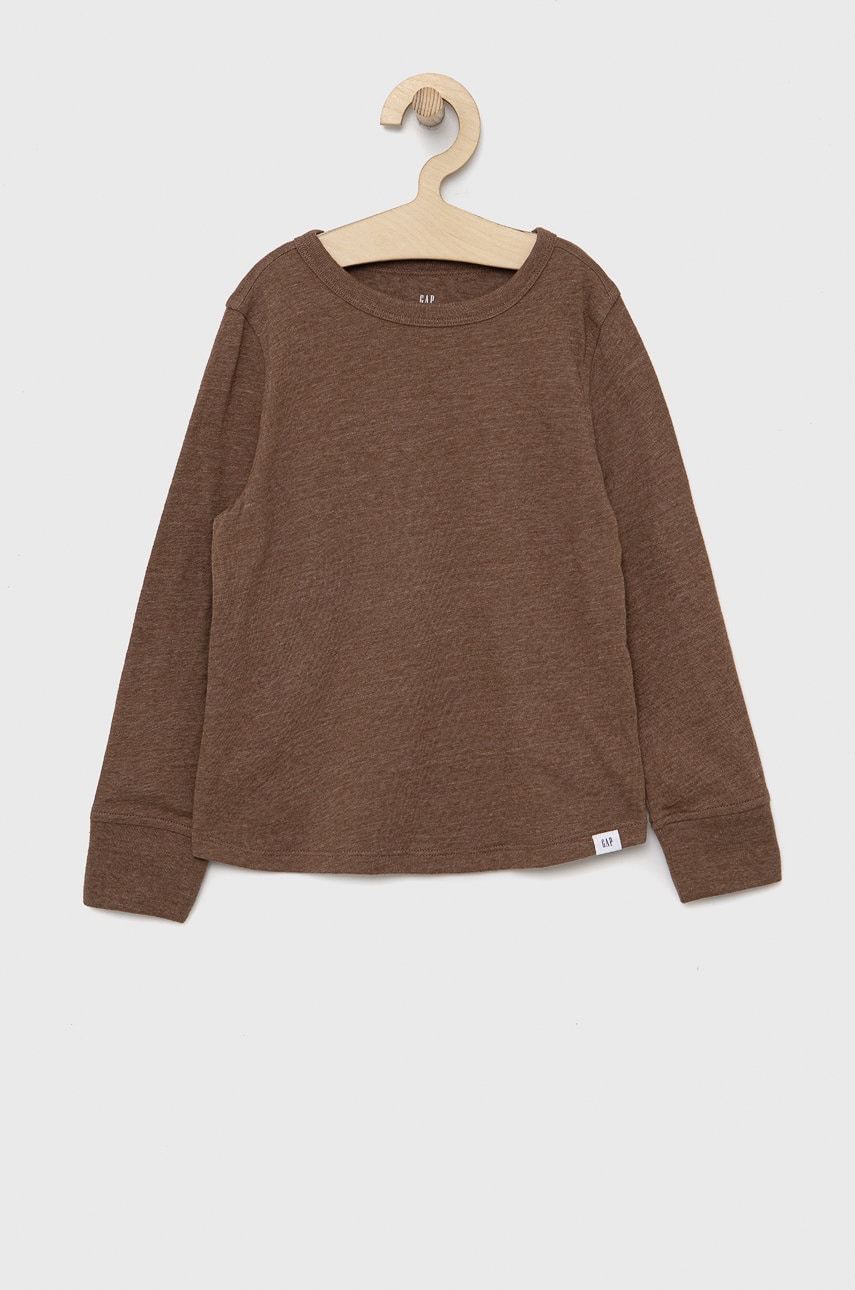 Gap longsleeve copii culoarea maro, melanj