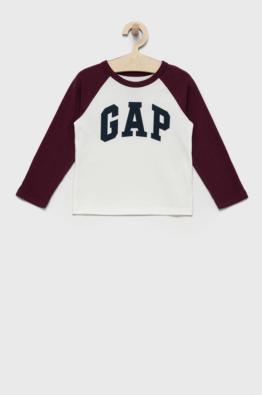 

Детска блуза с дълги ръкави GAP в бяло с принт, Бял