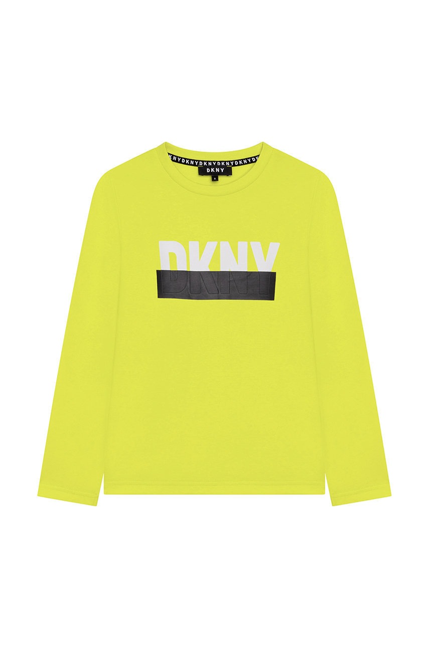

Детска блуза с дълги ръкави Dkny в зелено с принт, Зелен