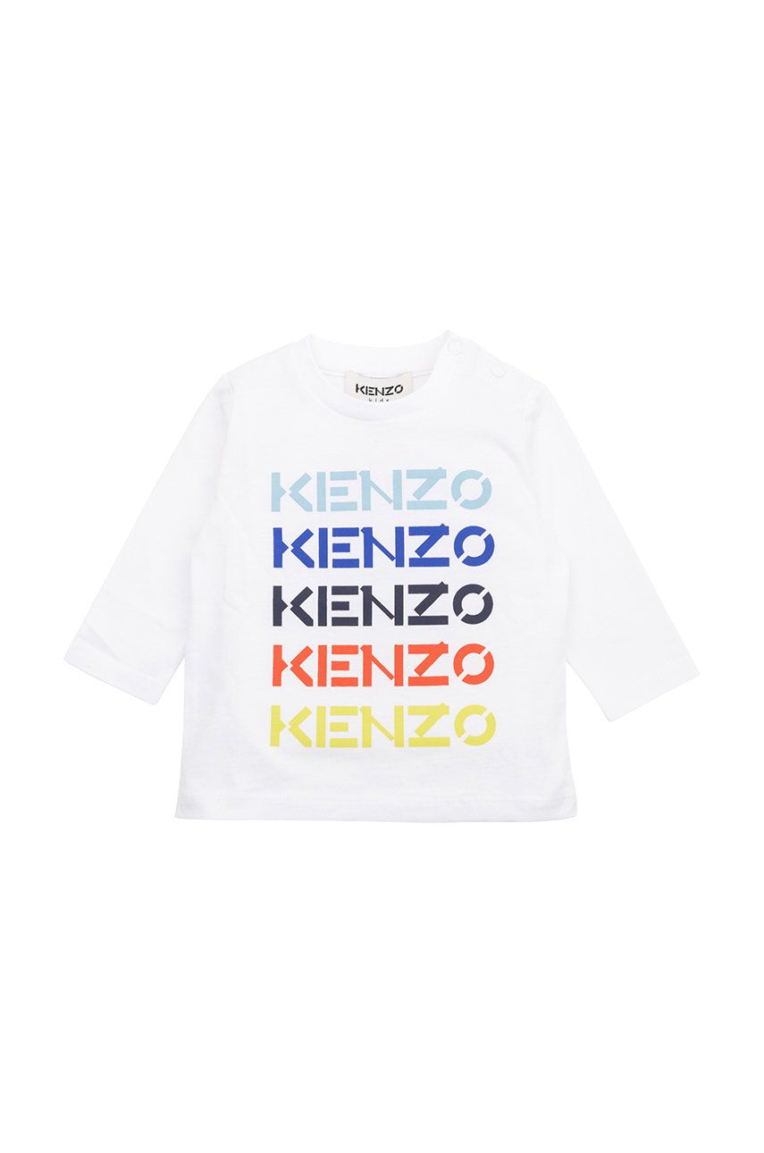 Kenzo Kids longsleeve bawełniany dziecięcy kolor biały z nadrukiem
