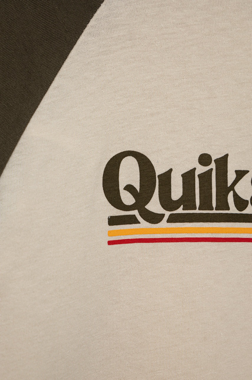 

Хлопковый детский лонгслив Quiksilver цвет зелёный с принтом