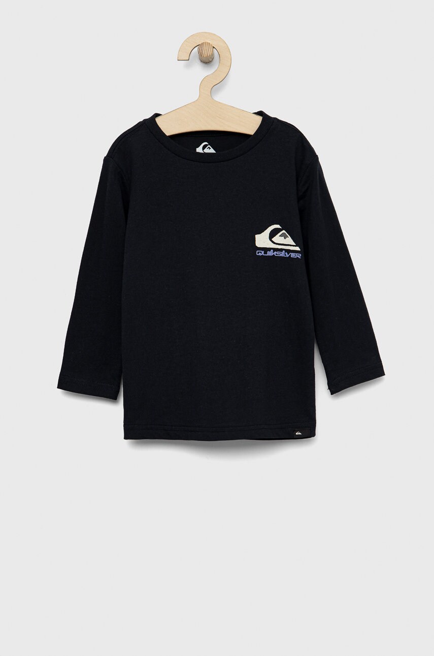 Quiksilver longsleeve din bumbac pentru copii culoarea albastru marin, cu imprimeu