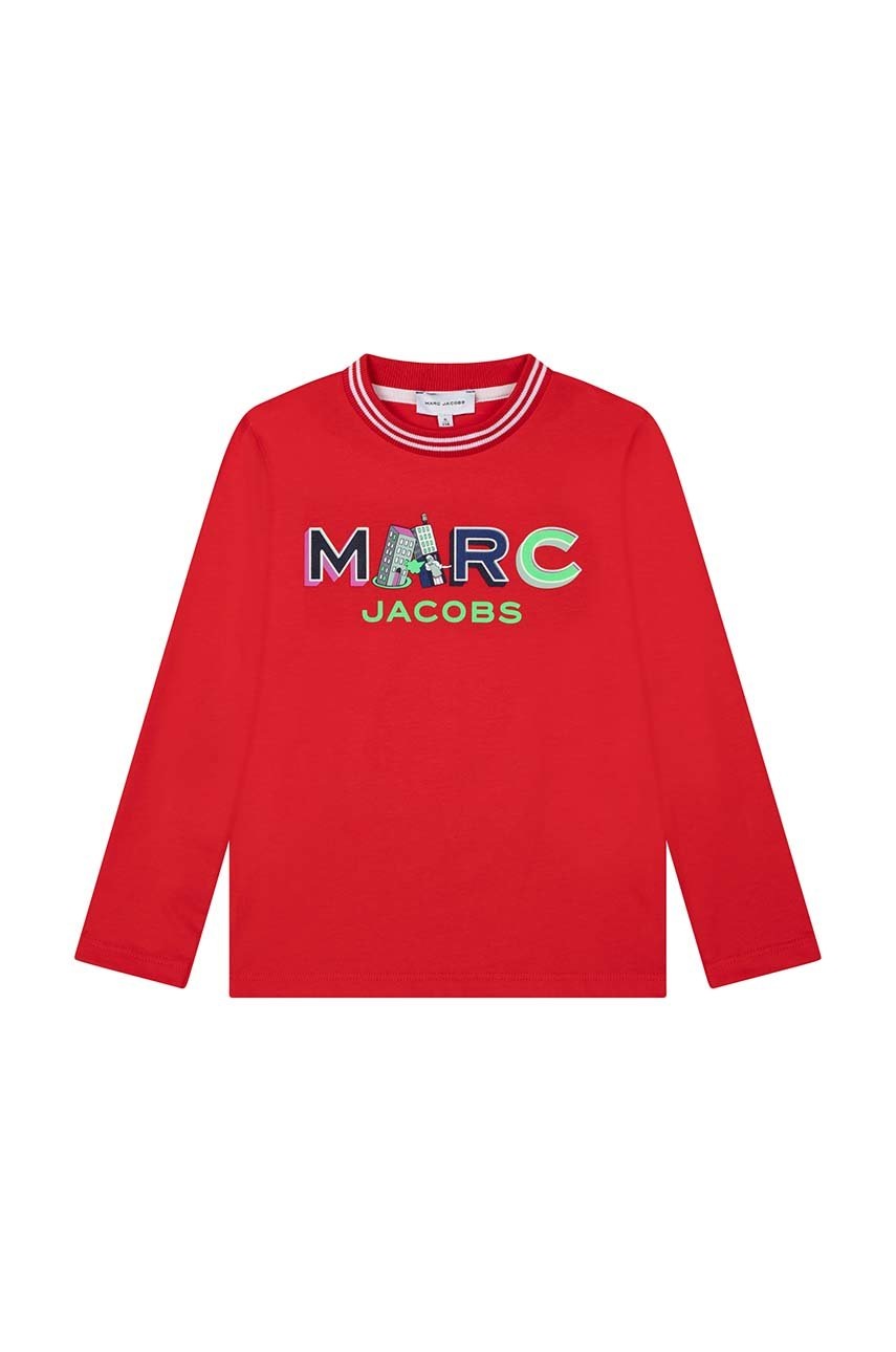 

Дитячий бавовняний лонгслів Marc Jacobs колір червоний з принтом