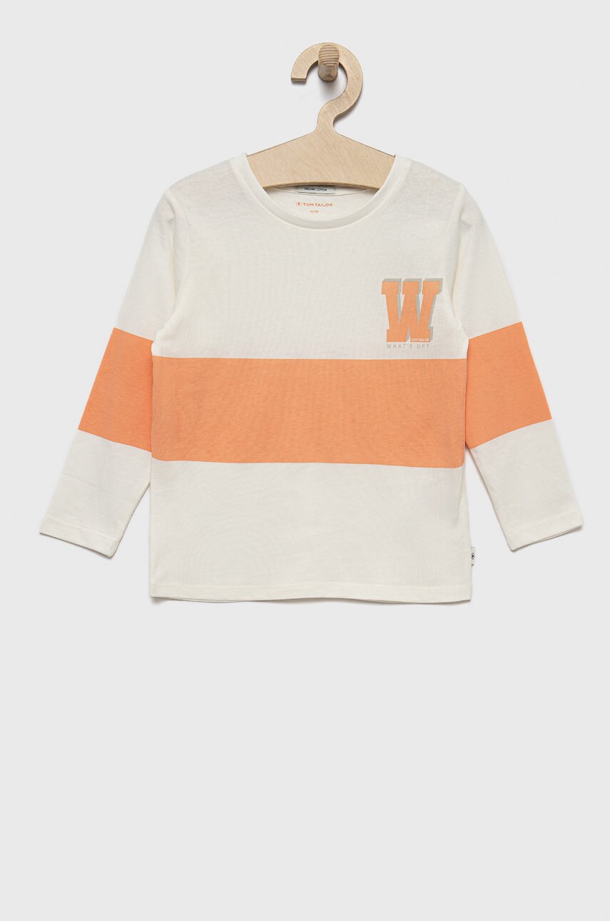 Tom Tailor longsleeve din bumbac pentru copii culoarea portocaliu, modelator