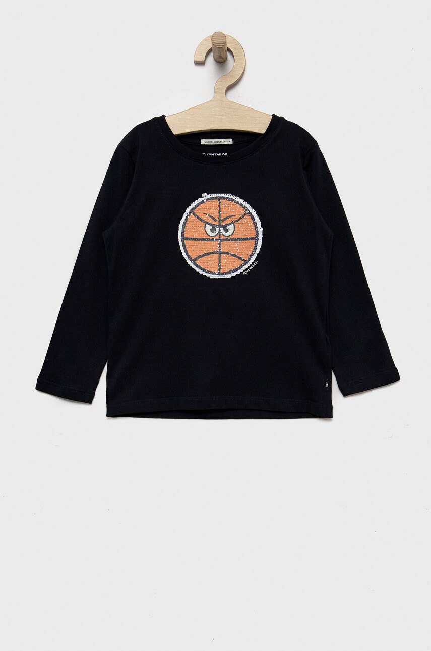 Tom Tailor longsleeve din bumbac pentru copii culoarea albastru marin, cu imprimeu