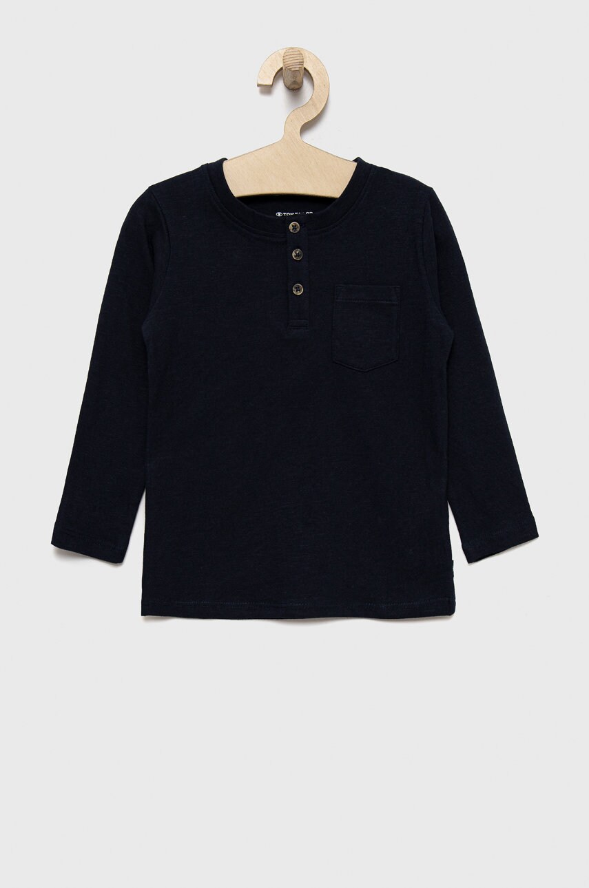 Tom tailor longsleeve din bumbac pentru copii culoarea albastru marin, neted