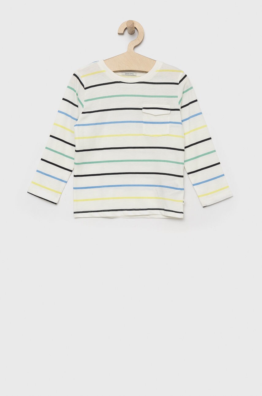 Tom Tailor longsleeve din bumbac pentru copii culoarea alb, modelator