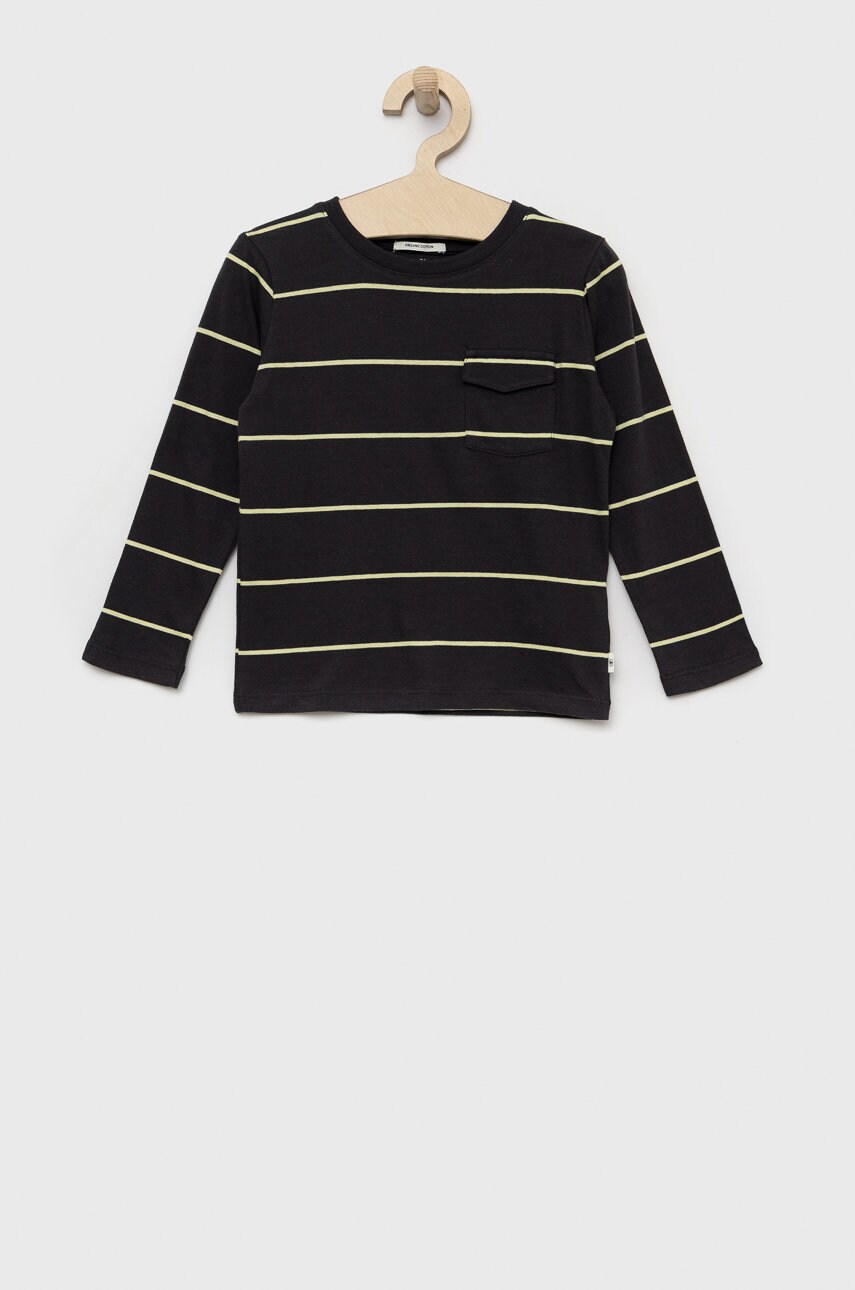 Tom Tailor longsleeve din bumbac pentru copii culoarea gri, modelator