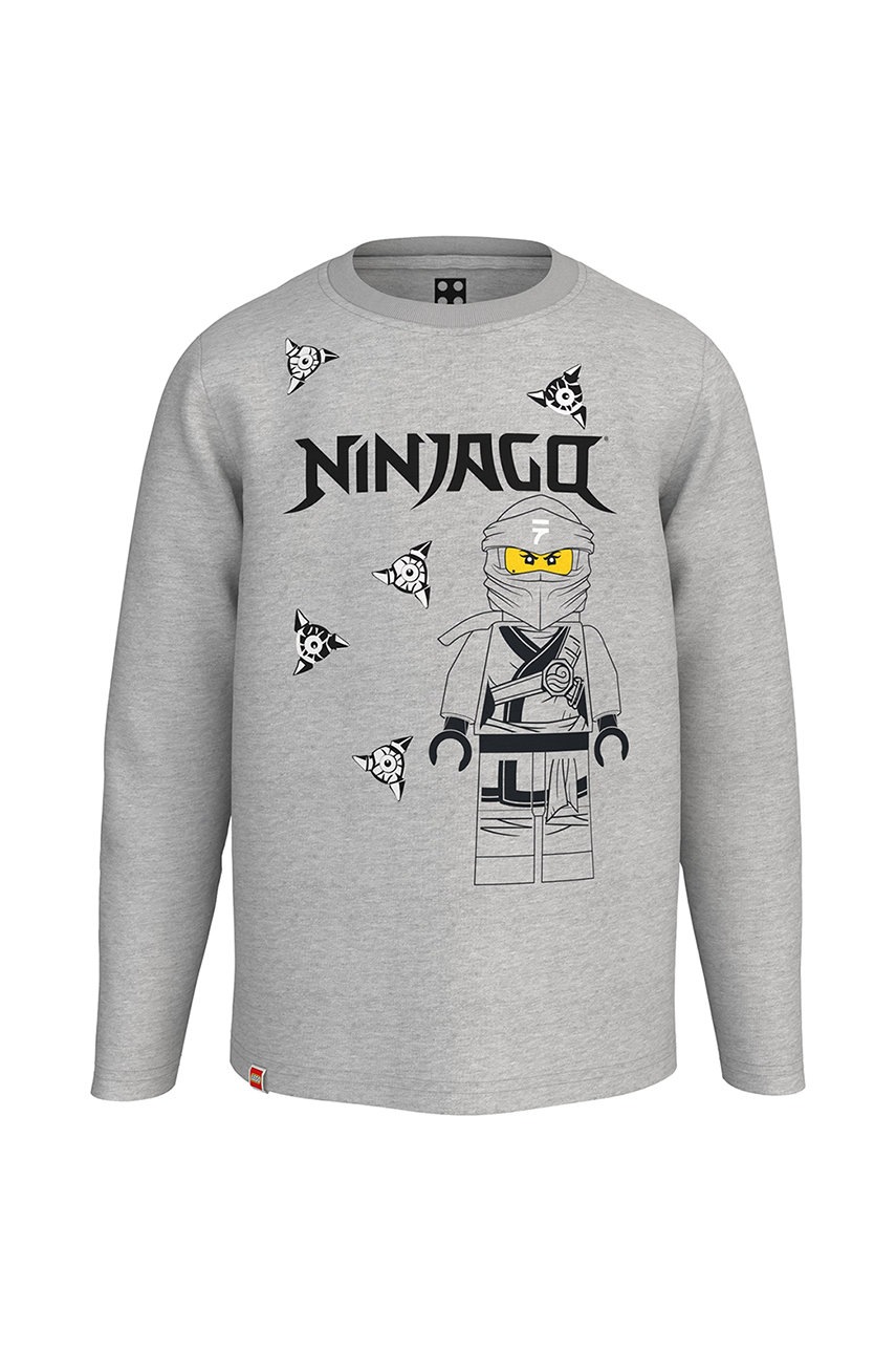 

Хлопковый детский лонгслив Lego Wear цвет серый с принтом
