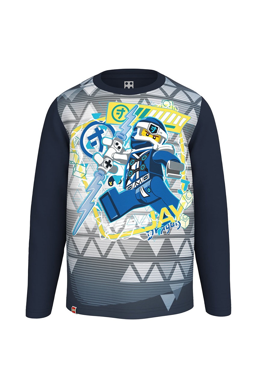 Lego Wear longsleeve copii culoarea albastru marin, cu imprimeu