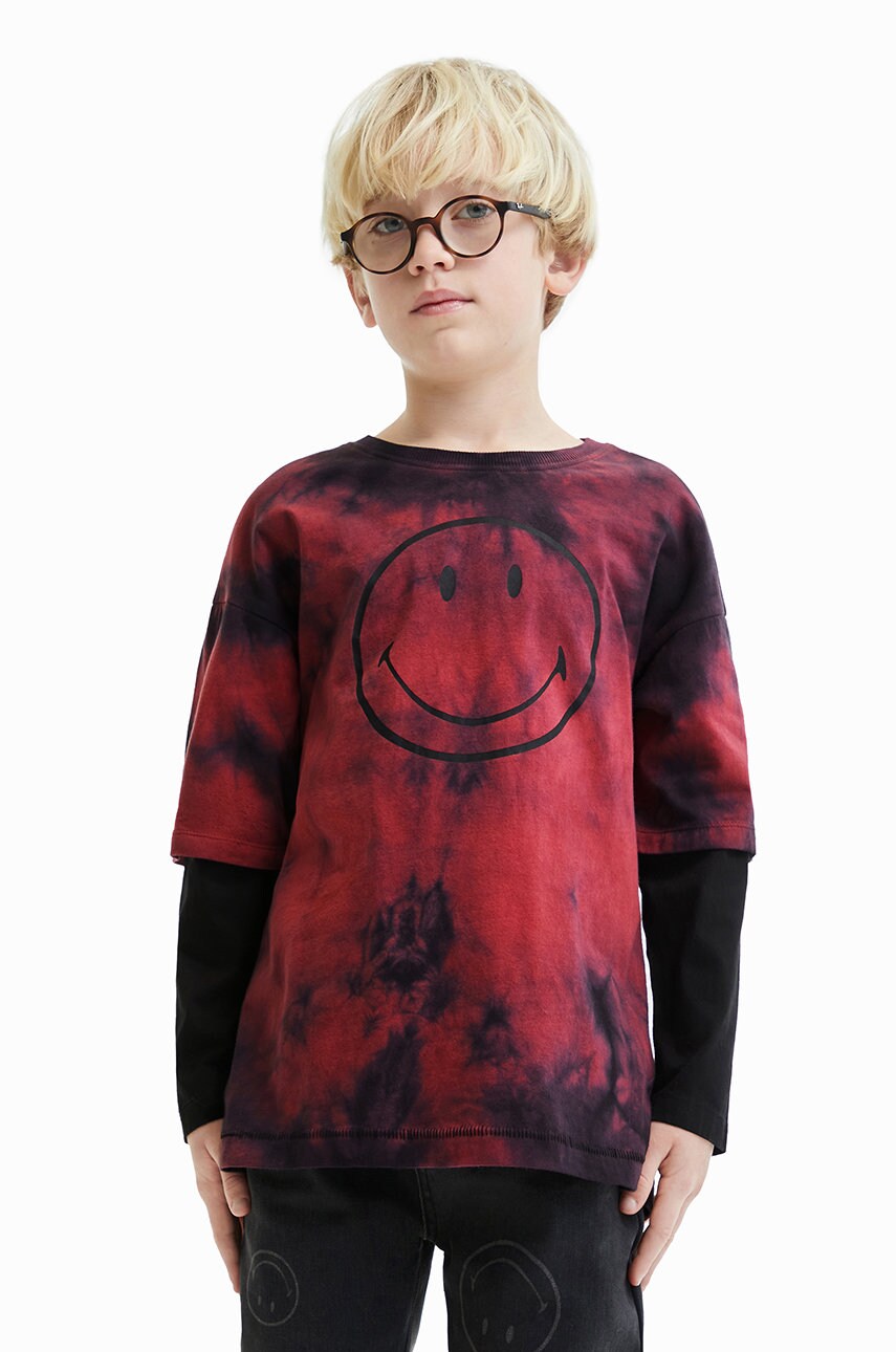 Desigual longsleeve din bumbac pentru copii culoarea bordo, modelator