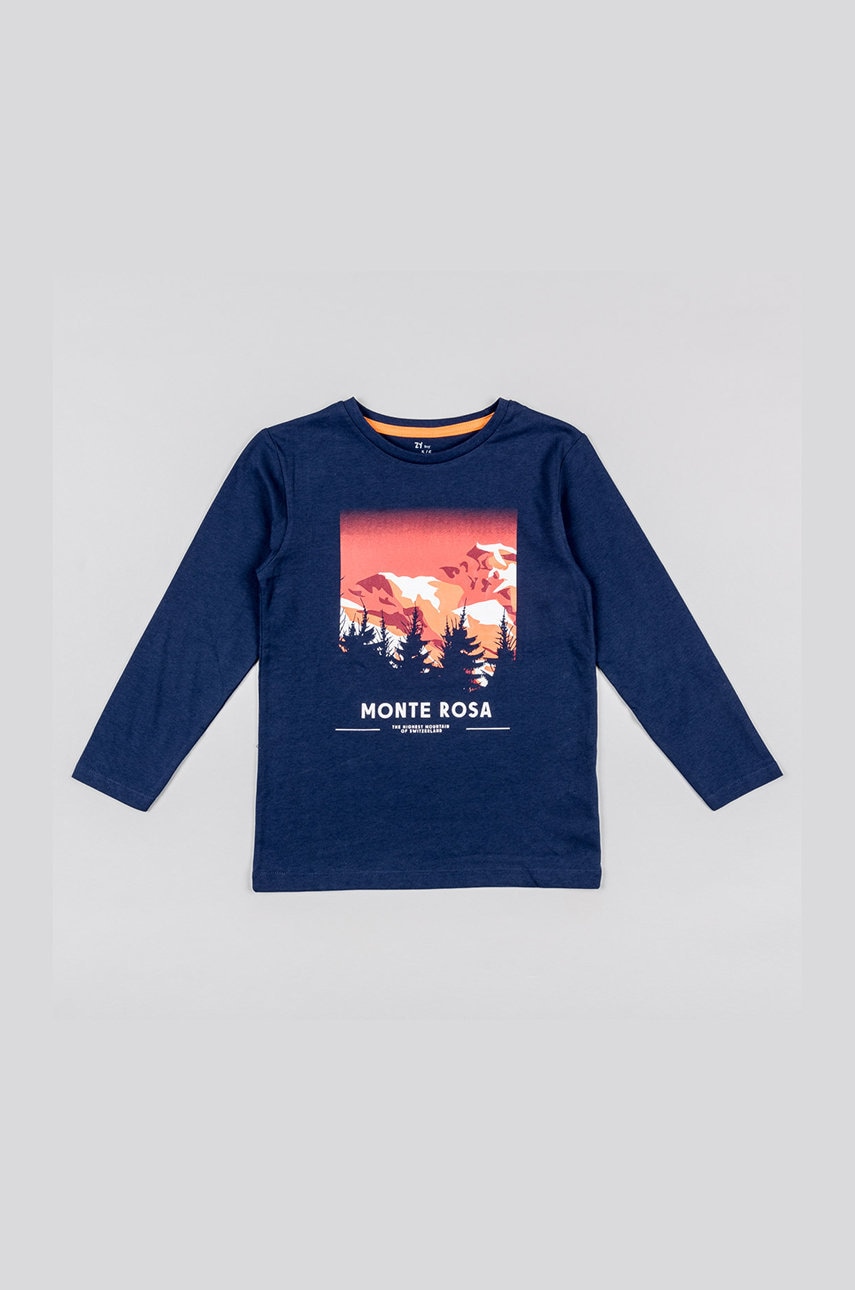 Zippy longsleeve din bumbac pentru copii culoarea albastru marin, cu imprimeu