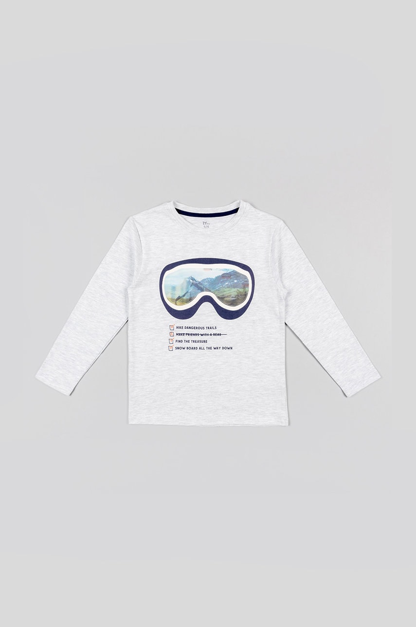 Zippy longsleeve din bumbac pentru copii culoarea gri, cu imprimeu