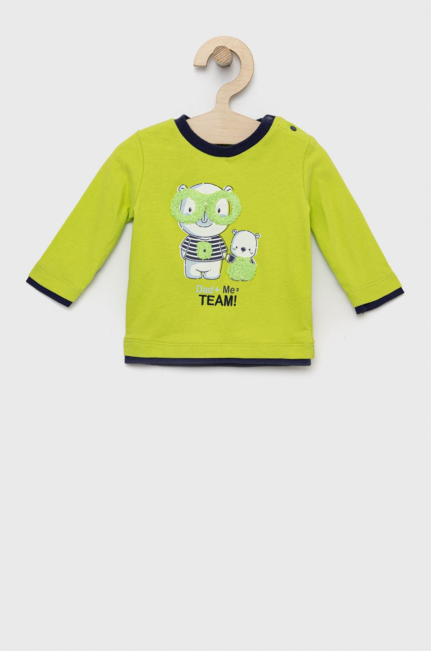 Birba&trybeyond longsleeve din bumbac pentru bebeluși culoarea verde, cu imprimeu