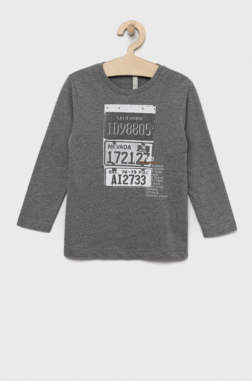 Birba&trybeyond longsleeve copii culoarea gri, cu imprimeu