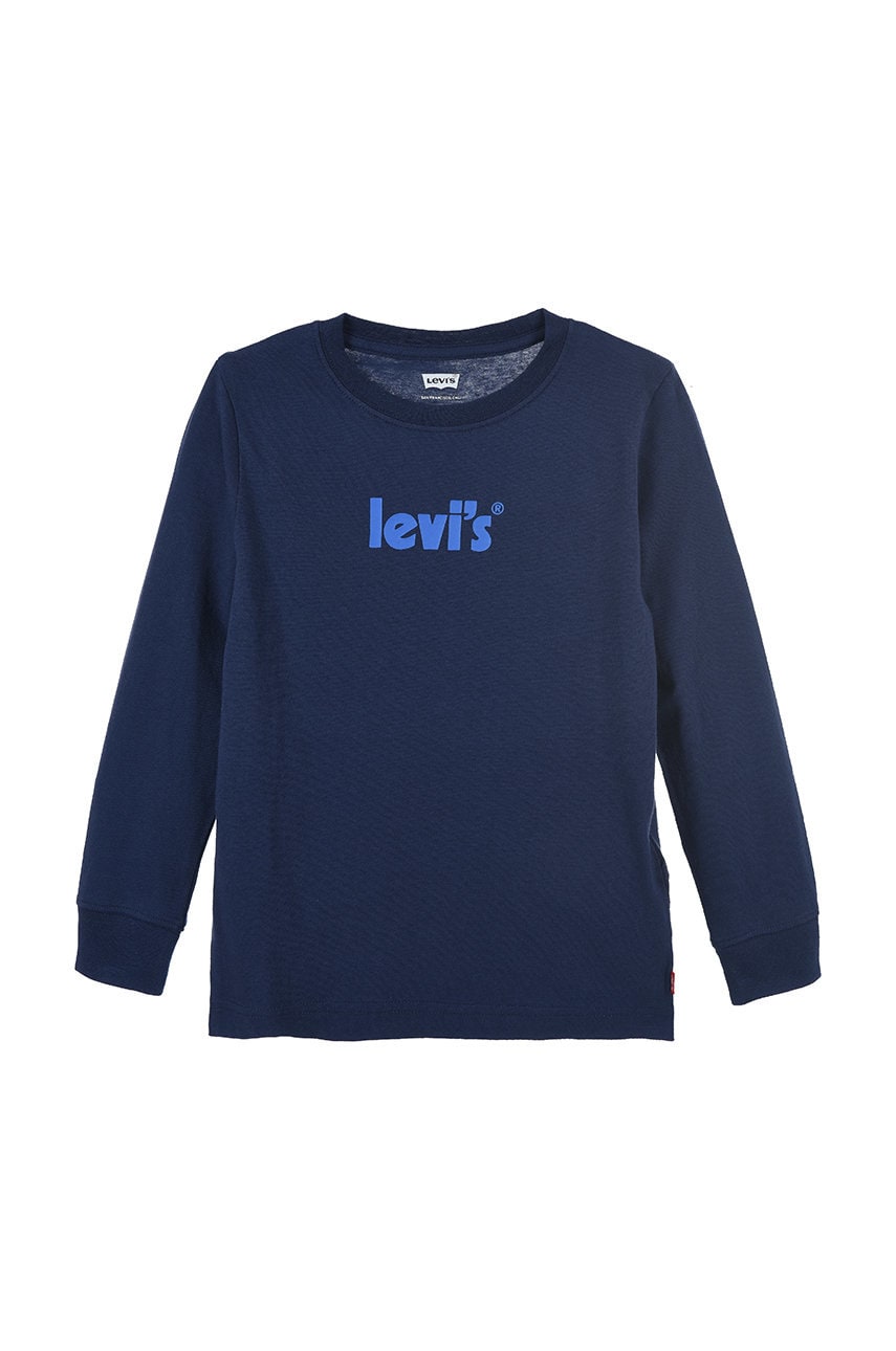 Levi's longsleeve din bumbac pentru copii culoarea albastru marin, cu imprimeu