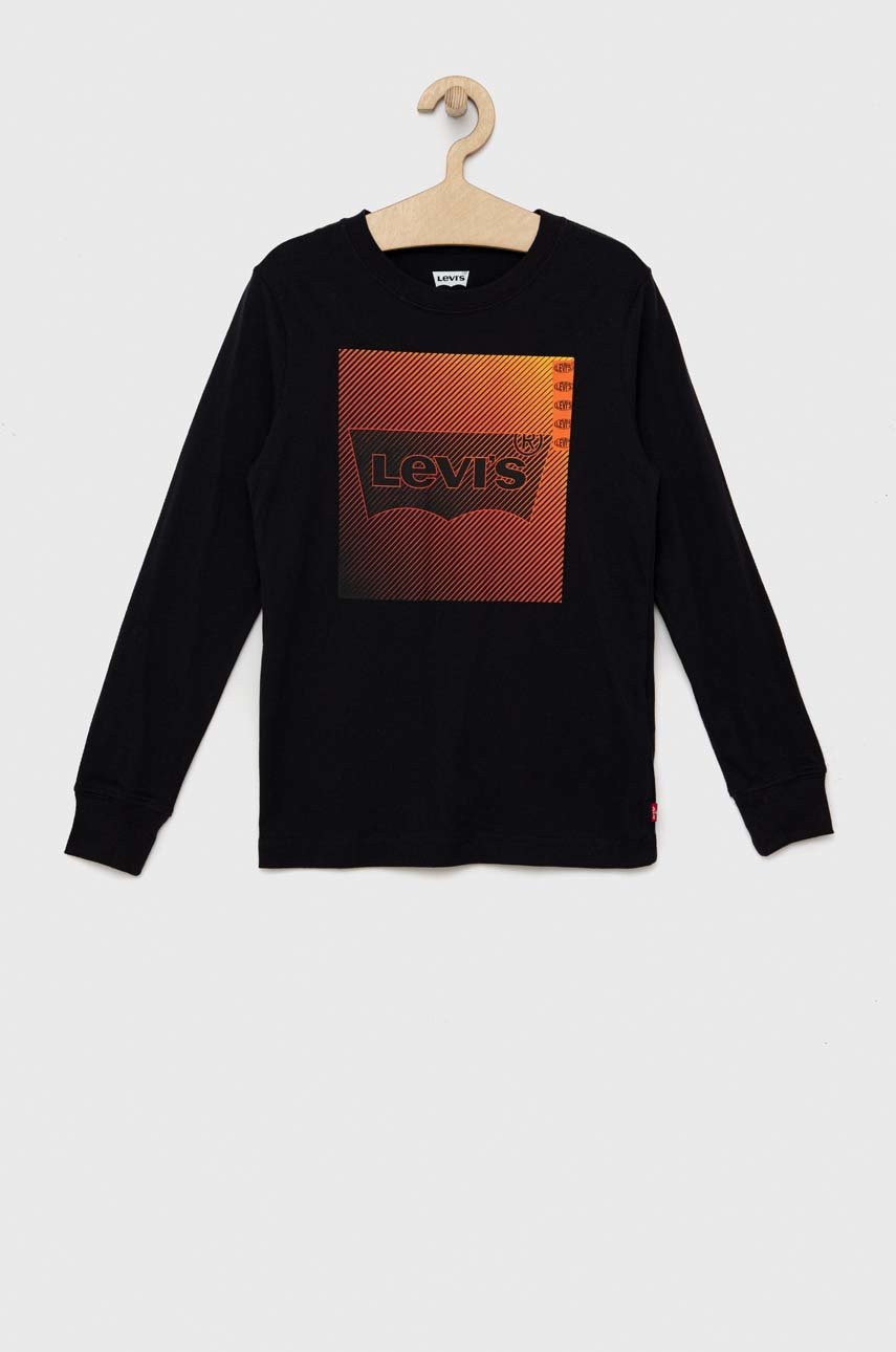 

Детска блуза с дълги ръкави Levi's в черно с принт, Черен
