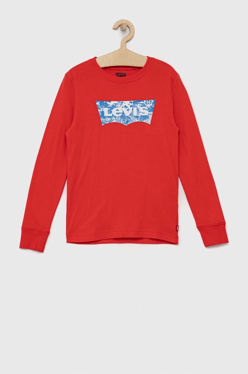 

Детска блуза с дълги ръкави Levi's в червено с принт, Червен