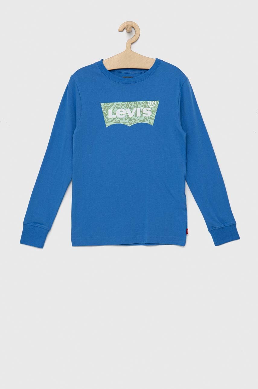 

Детска блуза с дълги ръкави Levi's с принт, Син