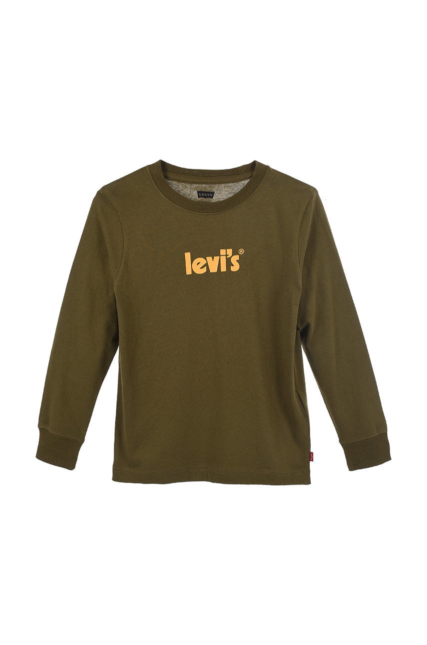 

Детска блуза с дълги ръкави Levi's в зелено с принт, Зелен