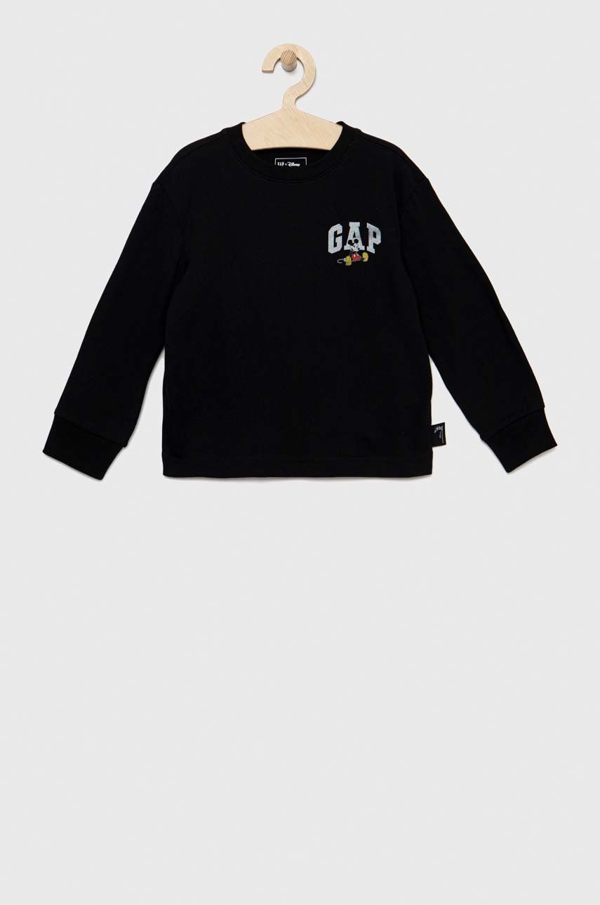 E-shop Dětská bavlněná košile s dlouhým rukávem GAP černá barva, s potiskem