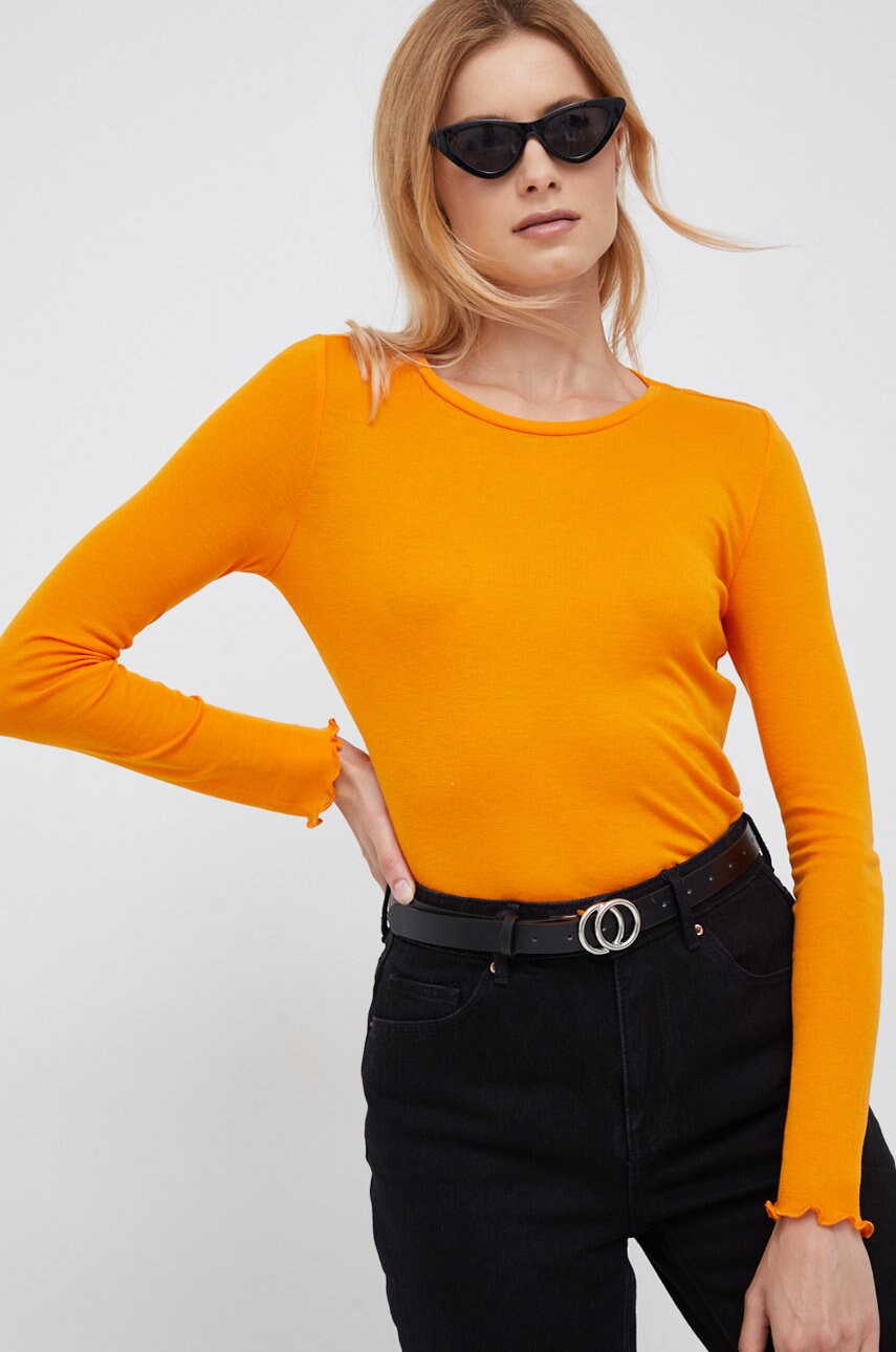 Vero moda longsleeve femei, culoarea portocaliu