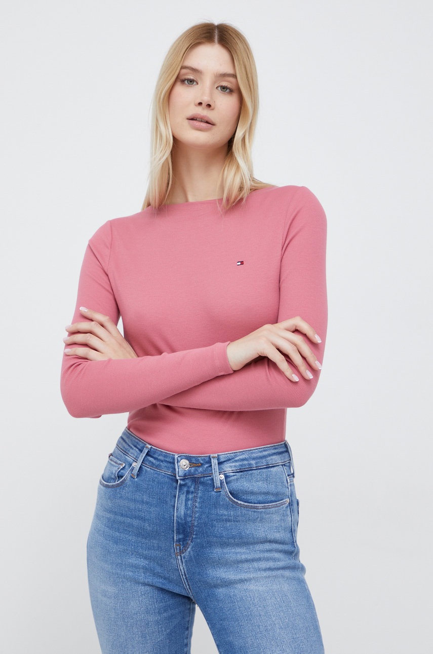 

Блуза с дълги ръкави Tommy Hilfiger в розово, Розов