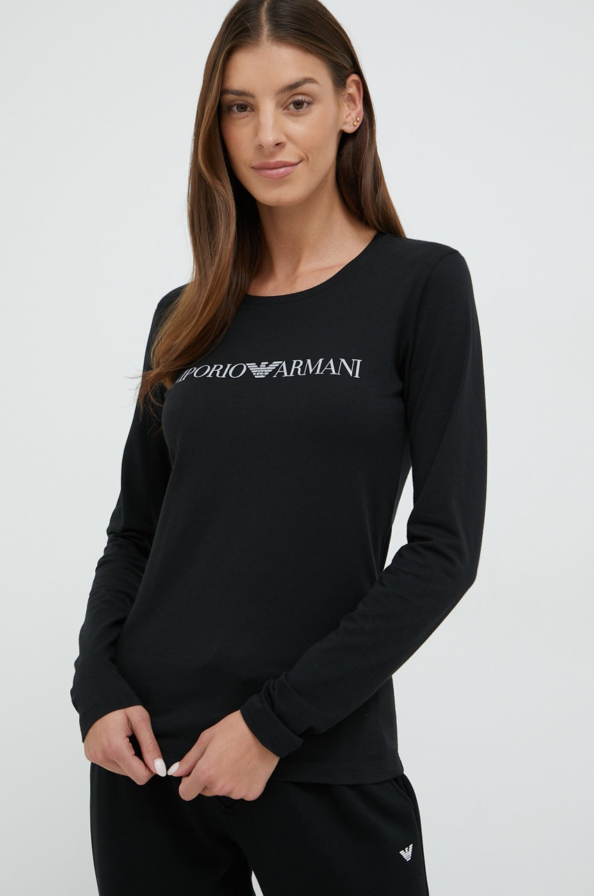 

Блуза с дълги ръкави Emporio Armani Underwear в черно, Черен