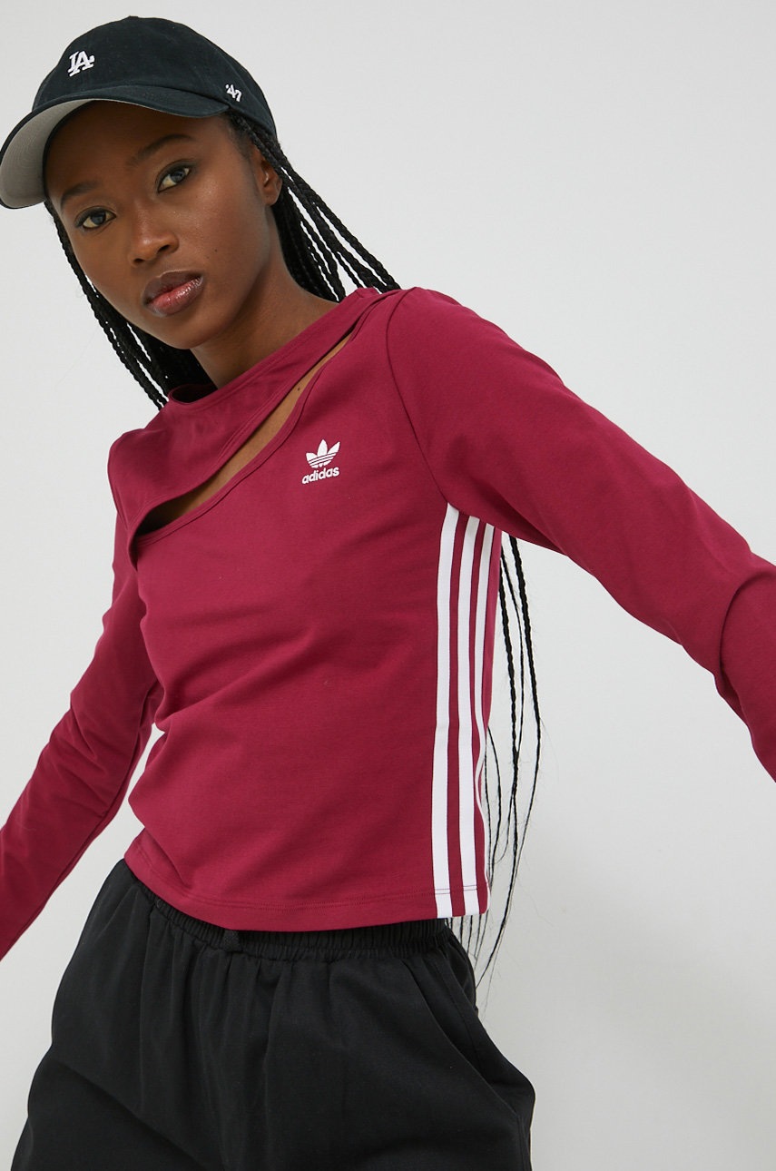 

Лонгслив adidas Originals женский цвет бордовый