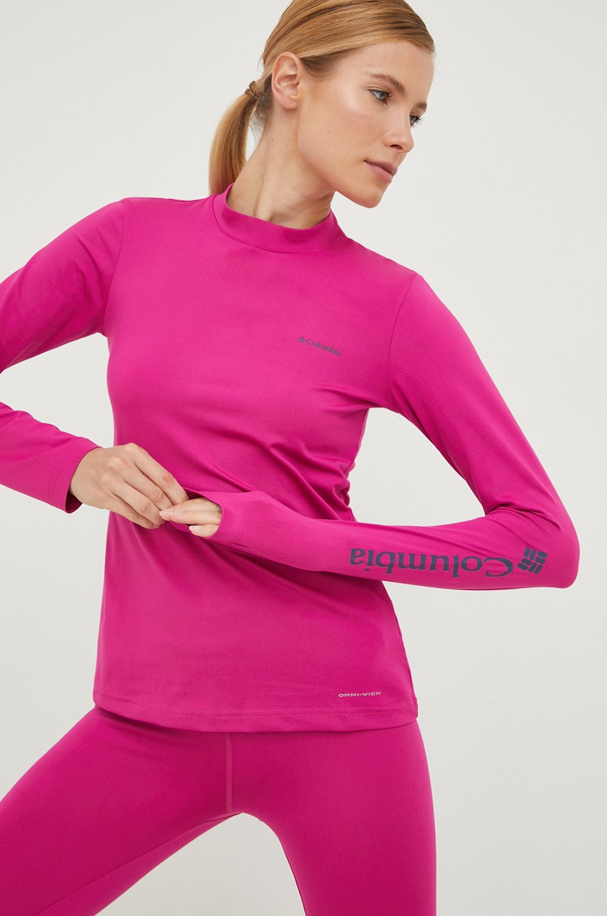 

Спортивный лонгслив Columbia Hike Performance цвет розовый с полугольфом