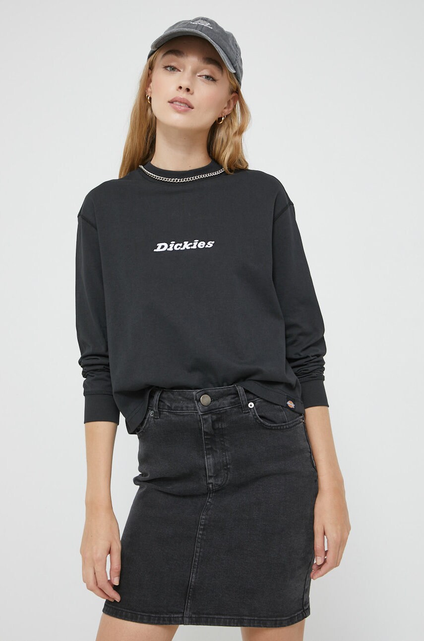 Dickies longsleeve din bumbac culoarea negru