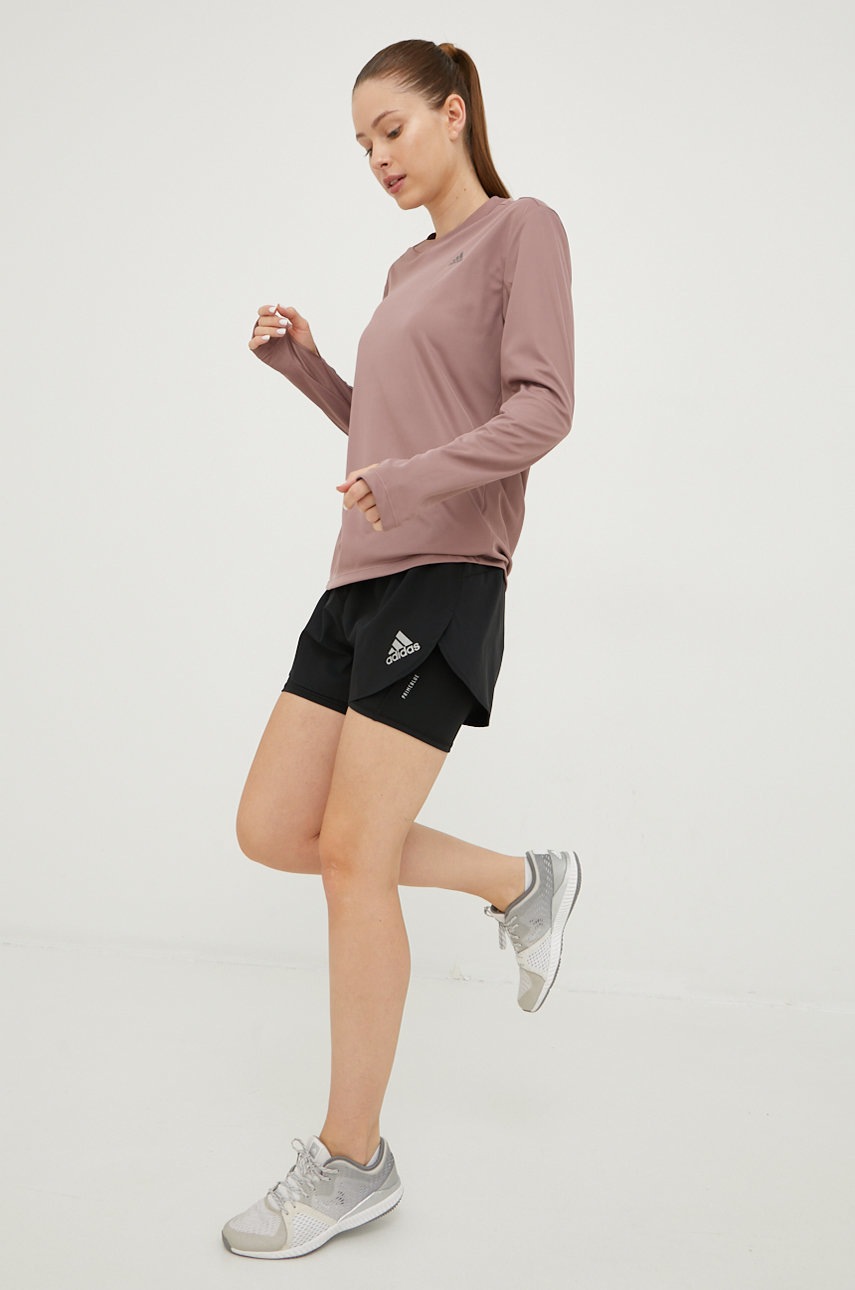 

Лонгслів до бігу adidas Performance Brand Love колір фіолетовий