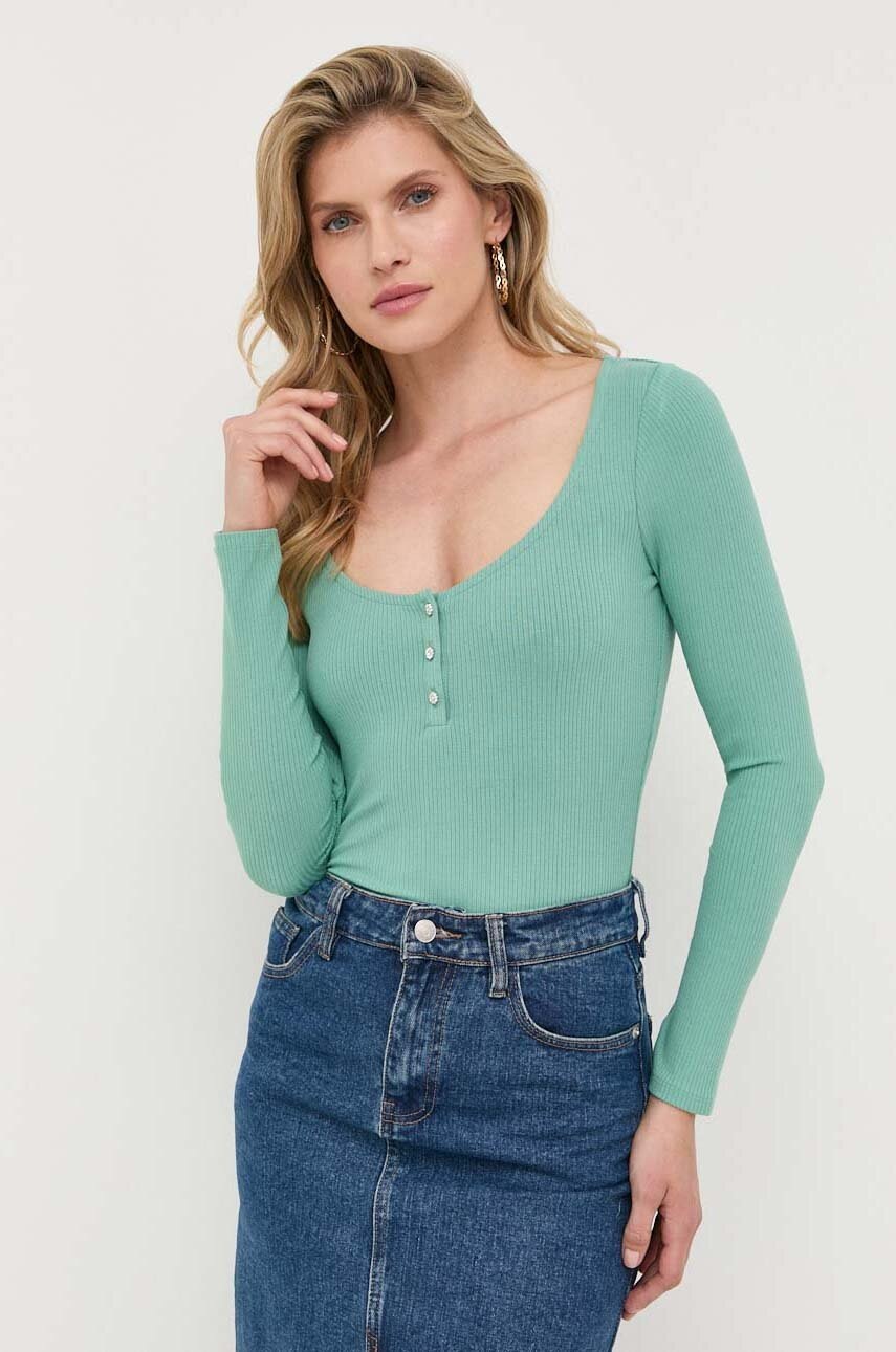 

Лонгслів Guess жіночий колір зелений