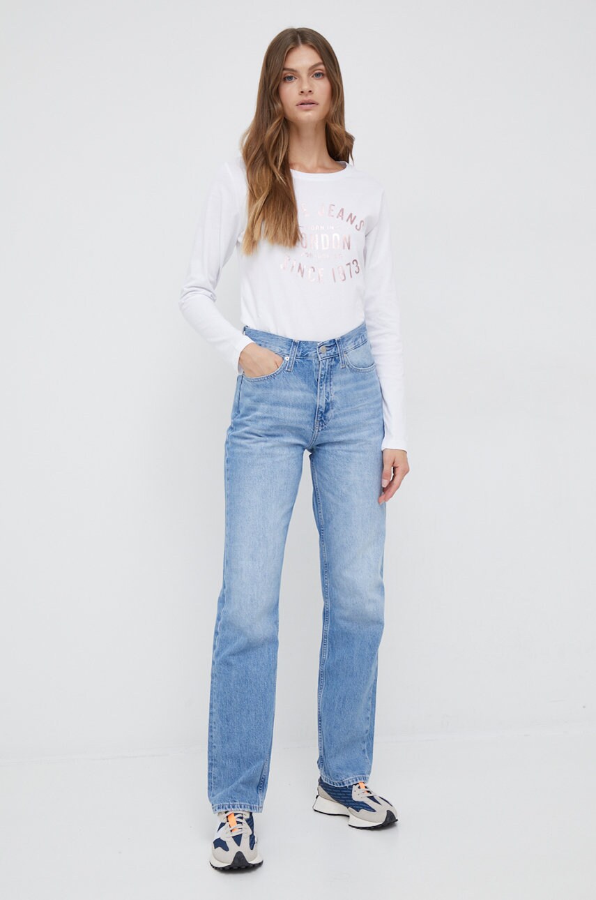 

Бавовняний лонгслів Pepe Jeans колір білий