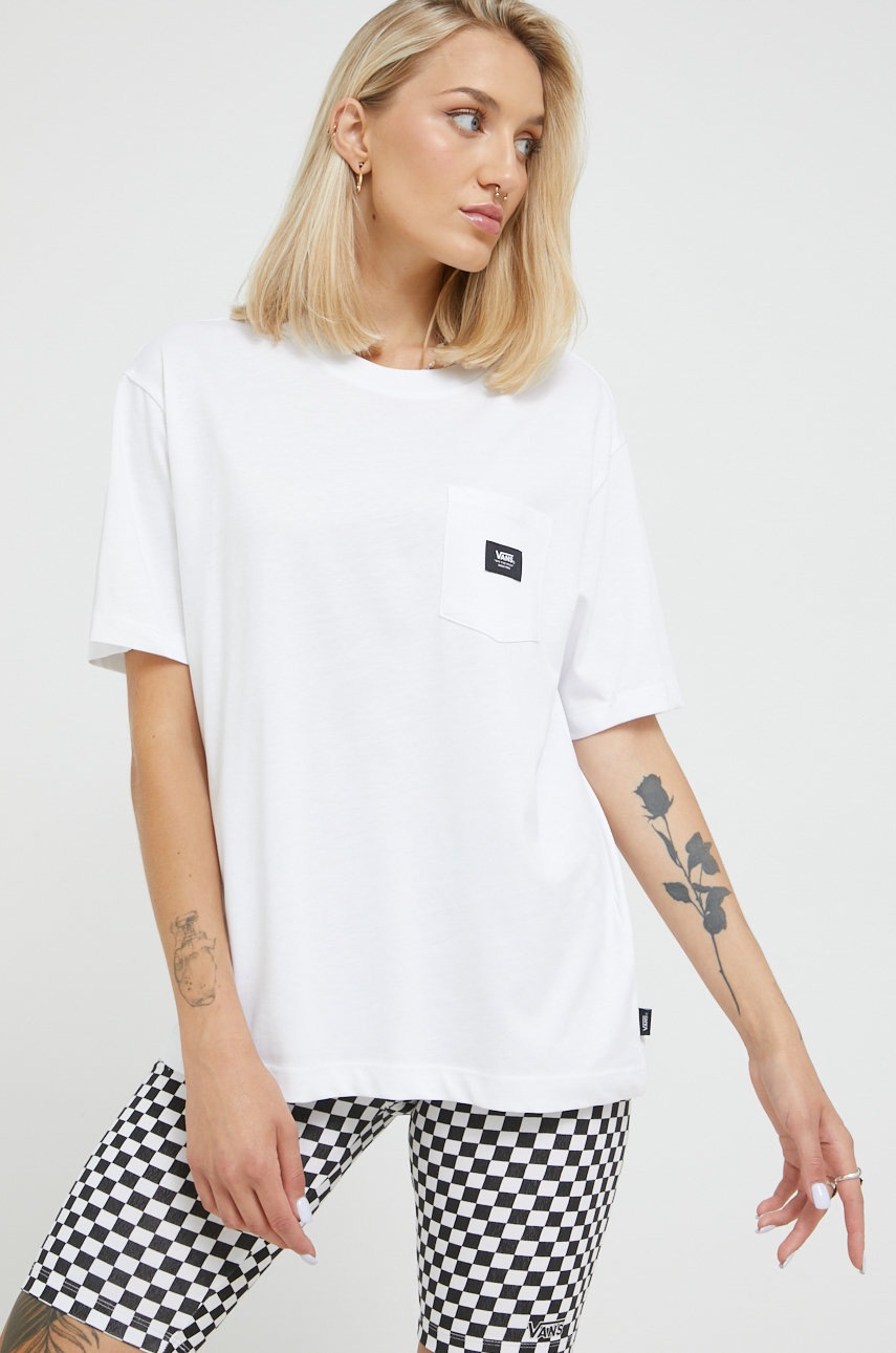 

Памучна тениска Vans в бяло, Бял