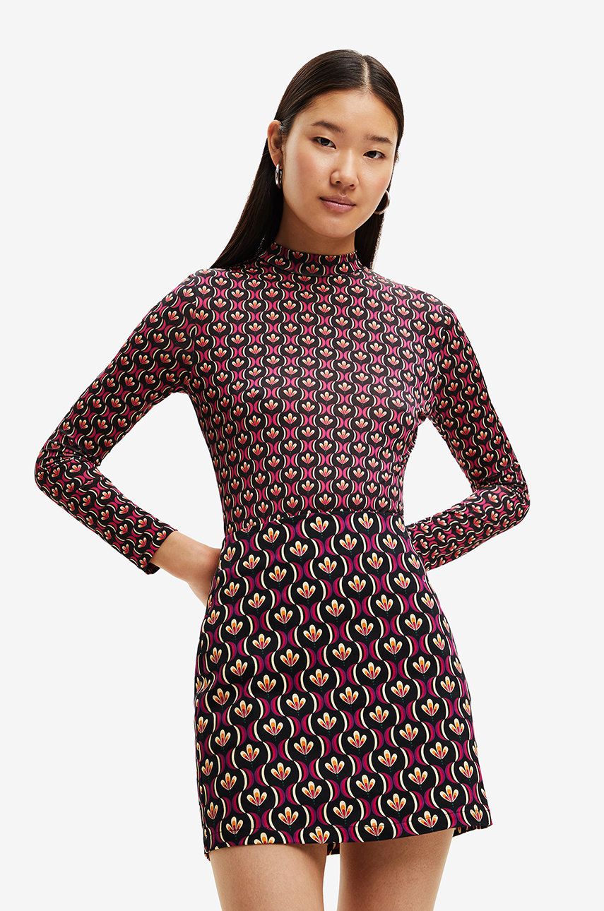 Desigual body femei, culoarea violet, cu turtleneck